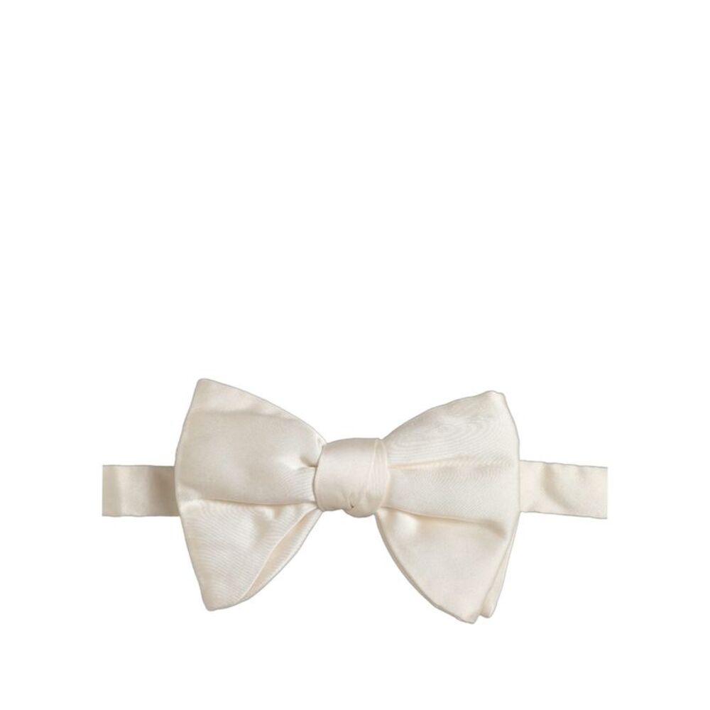 Dolce & Gabbana Men White 100% Silk Adjustable Neck Papillon Bow Men's Tie